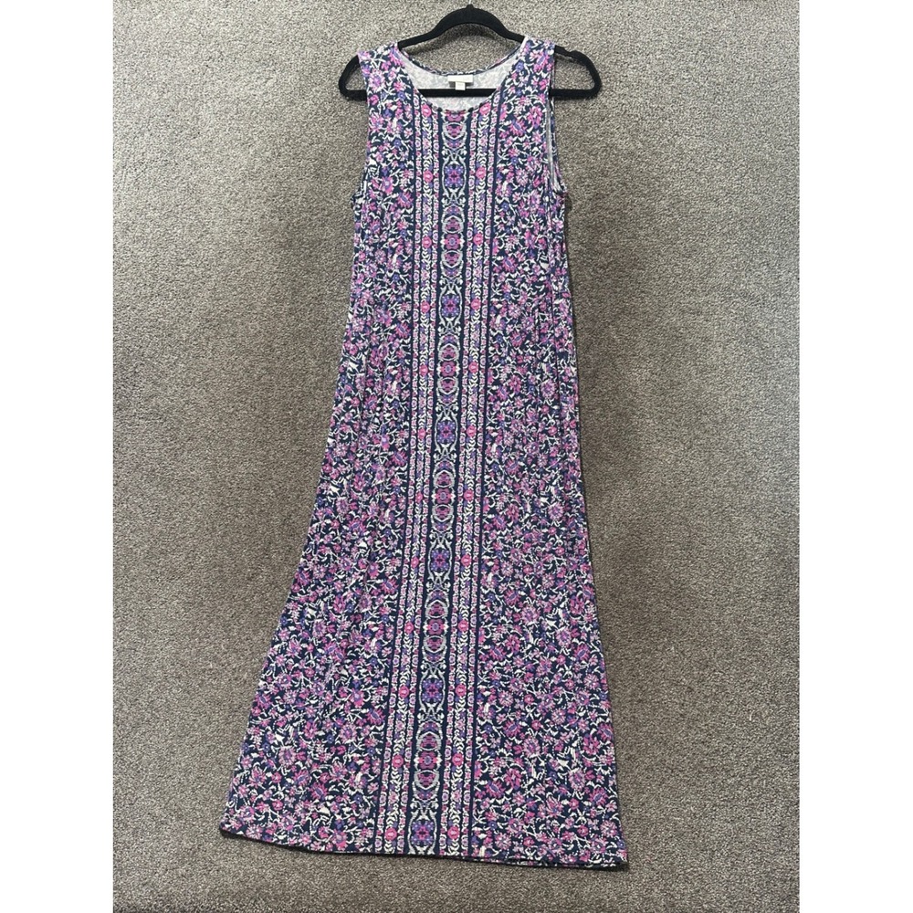 J Jill Maxi Skirt Womens Small Purple Floral Medallion Sleeveless Boho Cottage